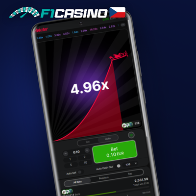 Ikona automatického výběru Auto-Cashout s násobiči v Aviator hře F1 Casino