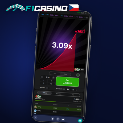 Sloupcový graf statistik kol a žebříček výher v Aviator hře na F1 Casino