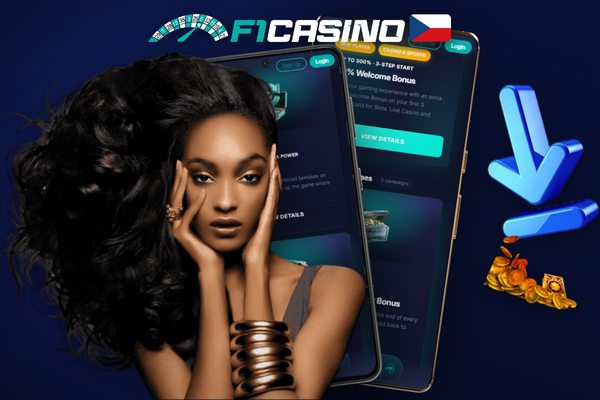 Pokladna F1 Casino s vyplněnou částkou v korunách a aktivním polem pro promo kód CZLUCKY500